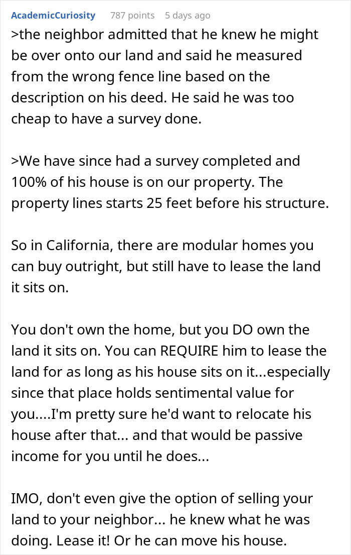 Guy Turns To Web For Legal Advice After 100% Of Neighbor’s House Is Built On His Property