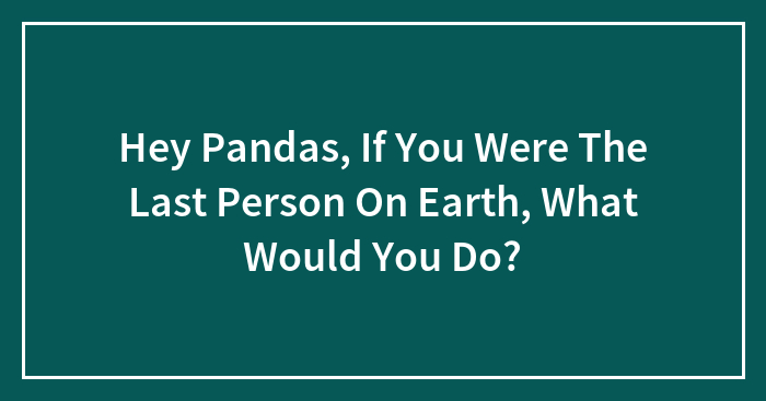 Hey Pandas, If You Were The Last Person On Earth, What Would You Do?