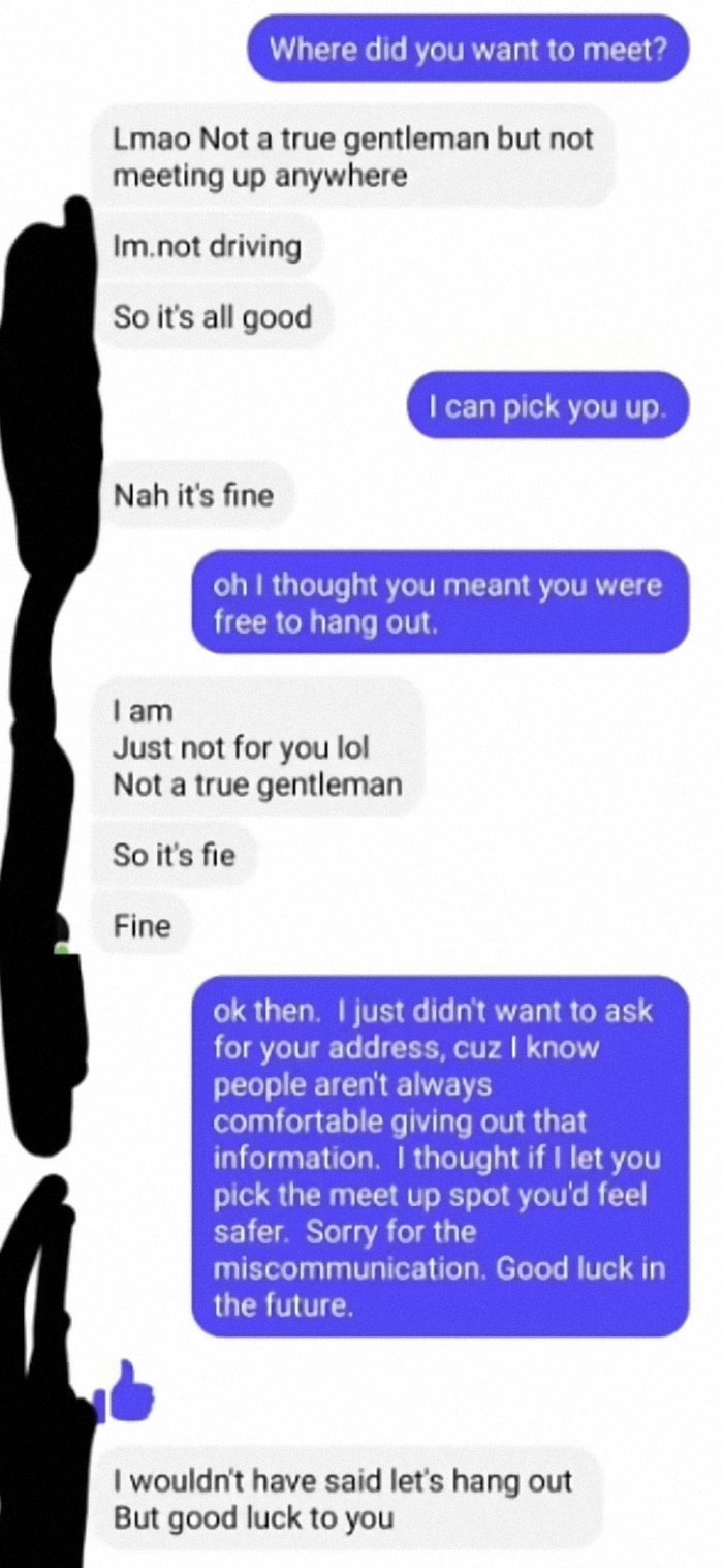 Apparently This Man Isn't A "True Gentleman" Because He Wants Her To Feel Safe