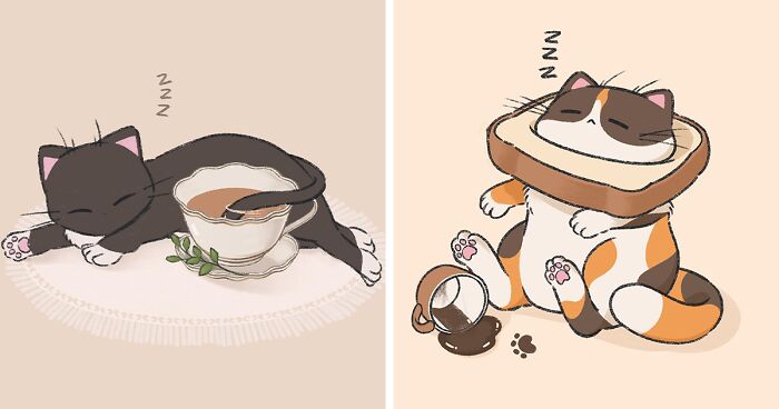 This Artist Is Bringing Adorable Cat Drawings To Instagram (20 Pics)