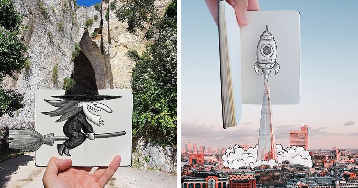 43 Amazing Illusions Of Drawings Merged With Photography By Pietro Cataudella (New Pics)