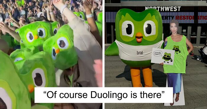 “Duolingo At It Again”: Dozens Of Green Owls Take Over Charli XCX And Troye Sivan’s Sweat Tour