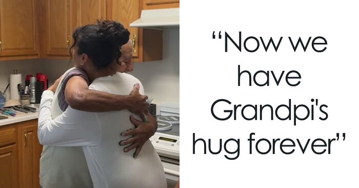 Family Makes Custom Clothes With Beloved Grandpa’s Hugs On Them So He’ll Never Stop Hugging Them