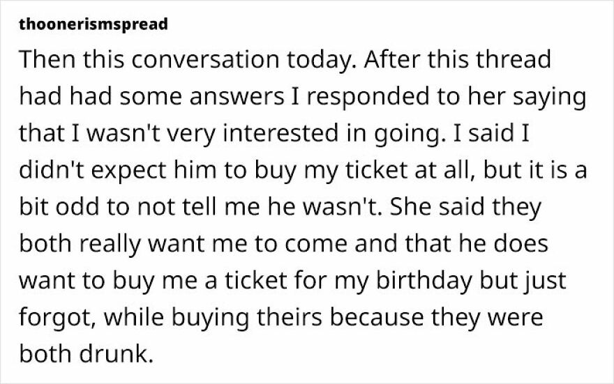 Woman Is Puzzled After Friend Doesn’t Buy Her A Ticket With No Warning After Doing It For 17 Years