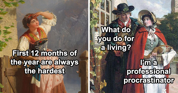 30 Relatable Memes That Combine Classical Art With Situations From Modern Life