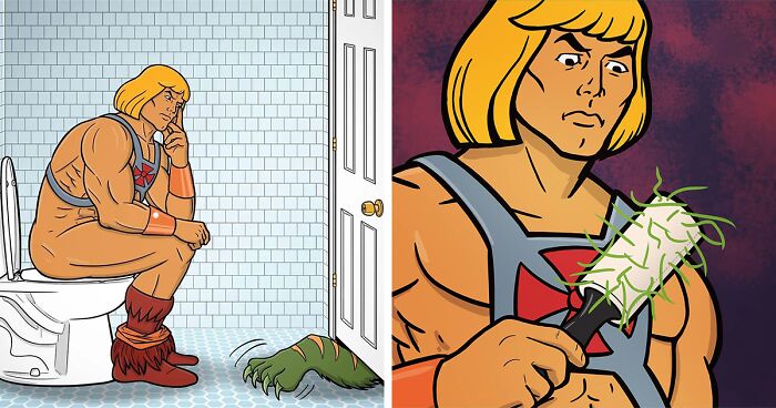 This Artist Created 13 Humorous Illustrations Featuring He-Man And His Tiger at Home