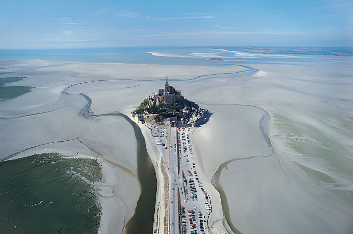 Drone View Of Mont Saint Michel