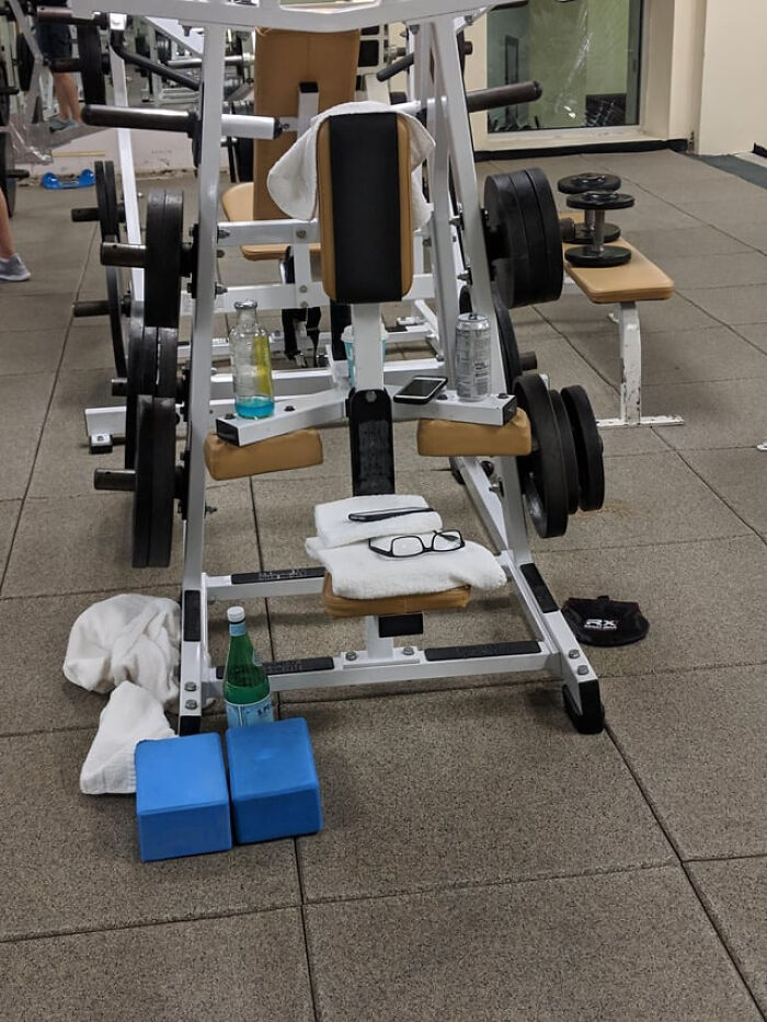 People Who Put Their Stuff On Equipment At The Gym