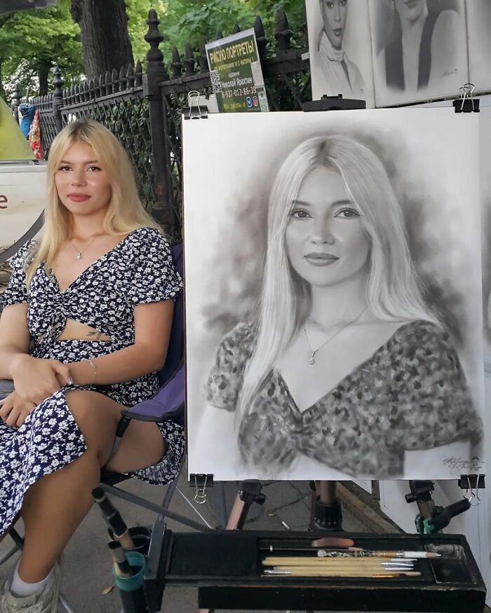 Street Artist Draws Realistic Portraits In One Hour (25 New Pics)