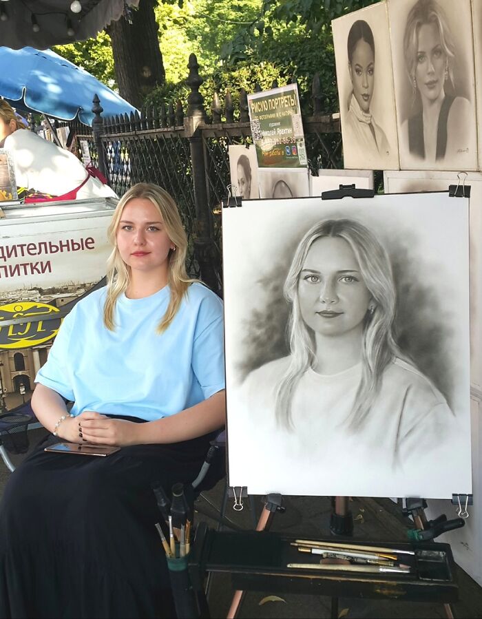 Street Artist Draws Realistic Portraits In One Hour (25 New Pics)