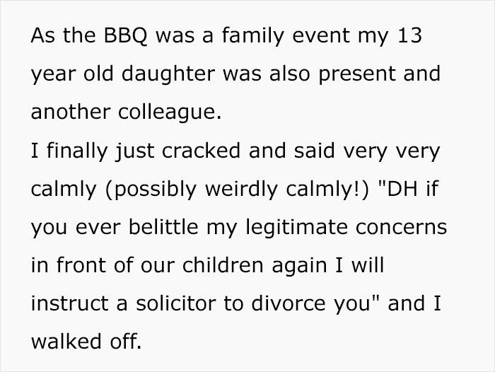 Husband Who Keeps Laughing At Wife's Concerns Gets Embarrassed At Work BBQ After She Threatens Divorce