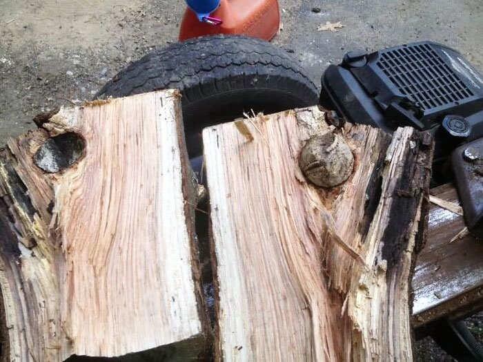 A Guy In New Hampshire Was Cutting/Splitting Up A Tree That Fell Near A Ballpark And Found This