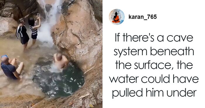 Viral Video Worries Many As Man Is Seen Jumping Off Cliff And Disappearing Into Water Hole