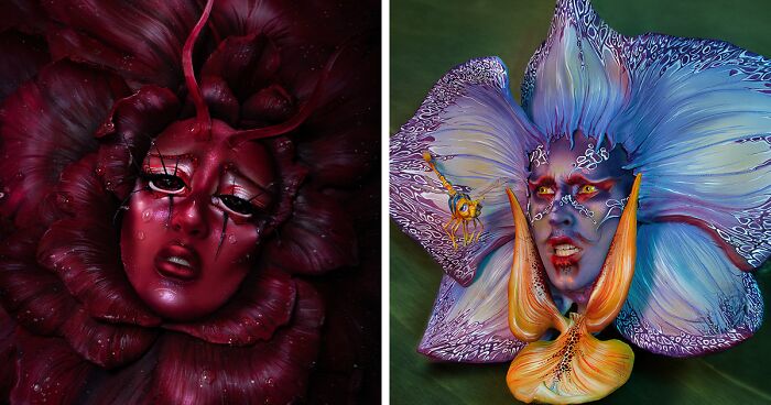 I Transformed My Loved Ones Into Flower-Inspired Characters Using Makeup (9 Pics)