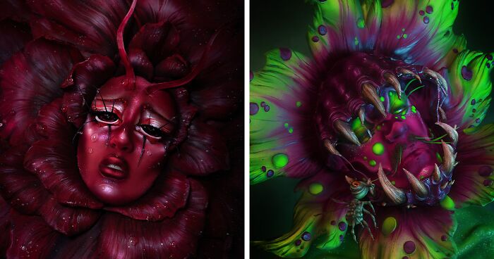 Bringing My Loved Ones To Life With Makeup As Magical Flower Characters (9 Pics)