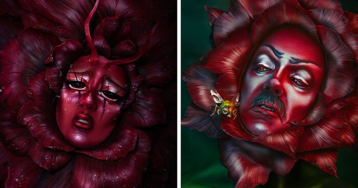 I Transformed My Loved Ones Into Flower-Inspired Characters Using Makeup (9 Pics)