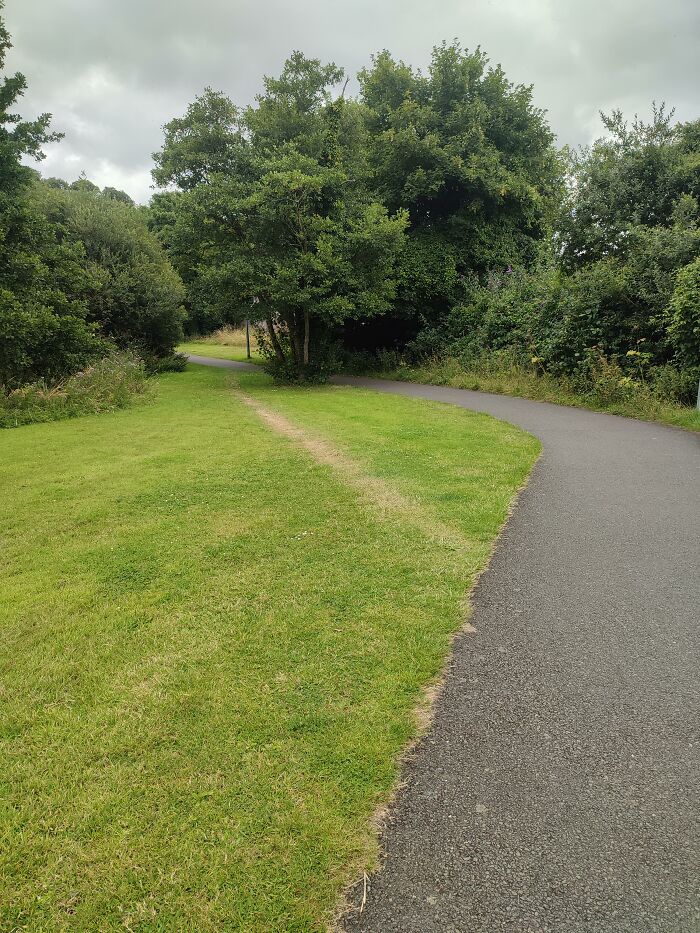 Bikes And Walkers Share This Path Often So The Bike Riders Often Cut Through To Avoid Cycling Too Close To The Walkers