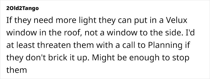 Homeowner Halts Neighbor's House Renovation After They Start Installing A Window Over Their Yard