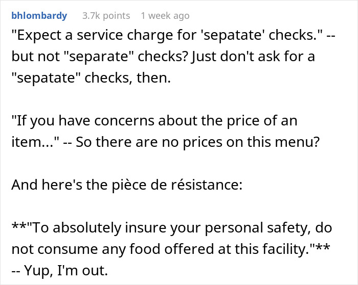 Restaurant’s Over-The-Top Rules Lead To Guest Cancellation, Owner Smugly Responds