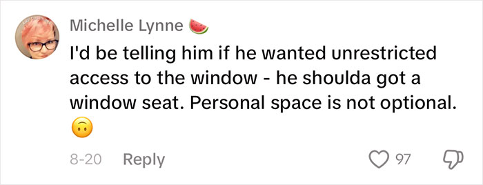 Woman Gets A Window Seat, But Doesn't Get To Enjoy It As A Man Keeps Invading Her Personal Space 