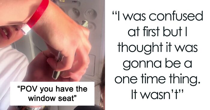 Woman Gets A Window Seat, But Doesn't Get To Enjoy It As A Man Keeps Invading Her Personal Space 