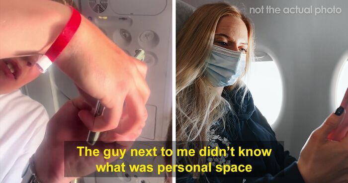 Woman Gets A Window Seat, But Doesn't Get To Enjoy It As A Man Keeps Invading Her Personal Space 