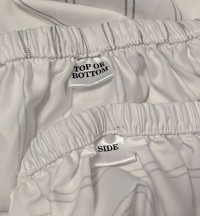 This Fitted Sheet Has Labels That Tell You What's A Top/Bottom And What's A Side