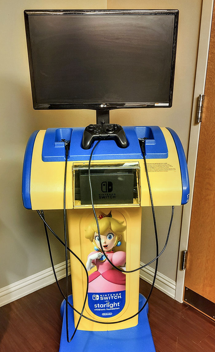 This Nintendo Switch Station That Can Be Wheeled Into A Patient's Room At A Children's Hospital