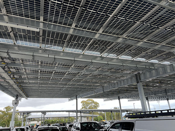 This Car Park Has Been Converted Into A Solar Energy Farm Giving Shade And Cover Below