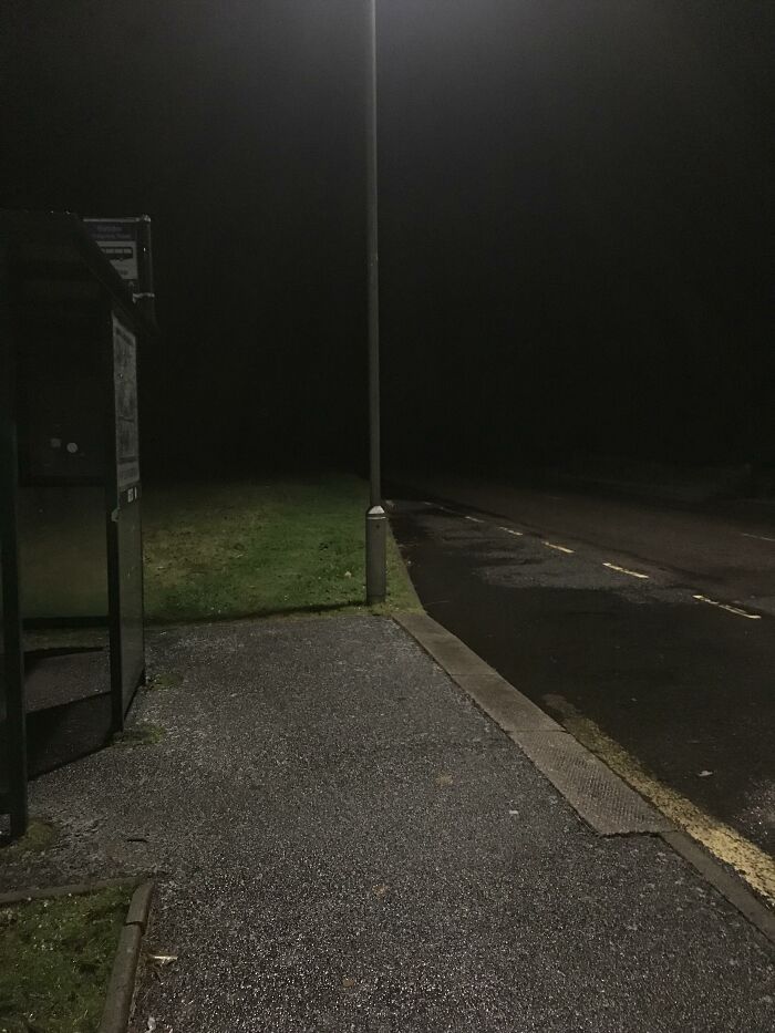 The View I Had From The Bus Stop At 5 AM This Morning