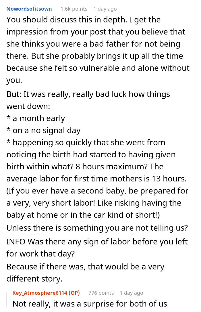 Husband Asks Wife To Get Over The Fact That He Missed Daughter's Birth: "Every Single Time"