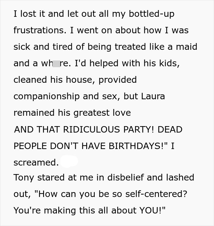 Man Lashes Out At GF For Disrespecting His Late Wife’s Birthday Party, Gets Dumped