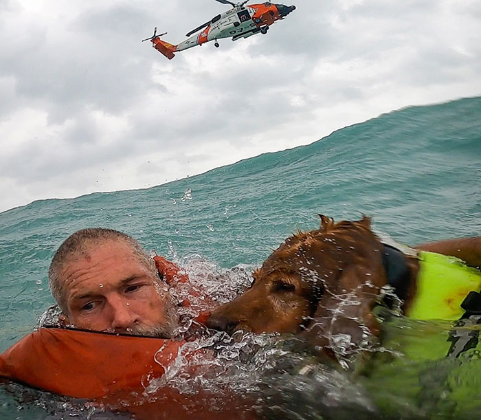 Hurricane Traps Man And His Dog On The Ocean, They Manage To Call The Coast Guard And Get Rescued