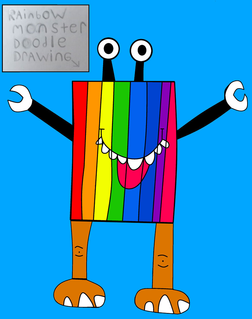 Rainbow Monster Doodle Drawing