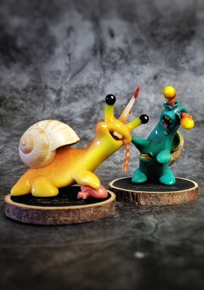 My Surreal Snail Creatures Created Using Real Snail Shells And Polymer Clay (5 Pics)