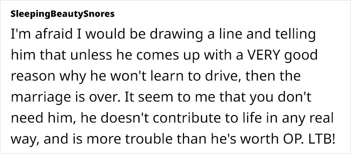 Man Snaps When Partner Asks Why He Won't Learn How To Drive, She's Sick Of Doing It All Alone