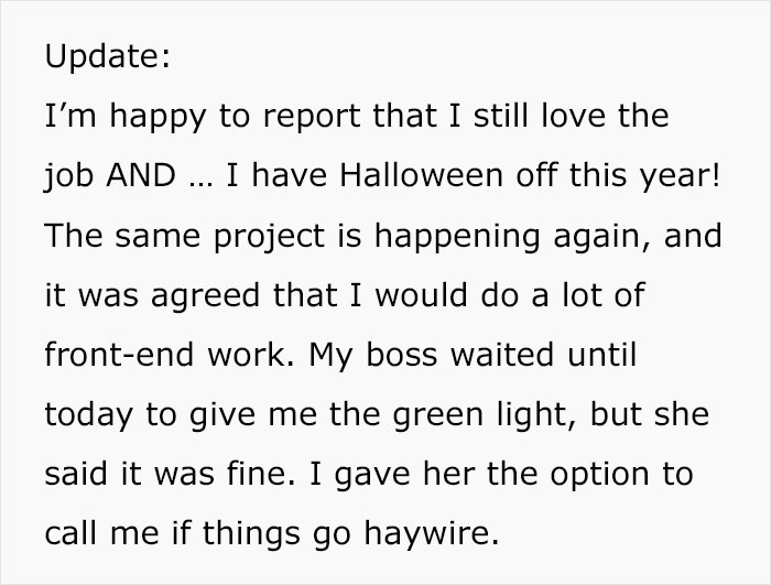 Avid Halloween Lover Gets Hugely Upset Over Prospect Of Working On The Holiday, Drama Ensues