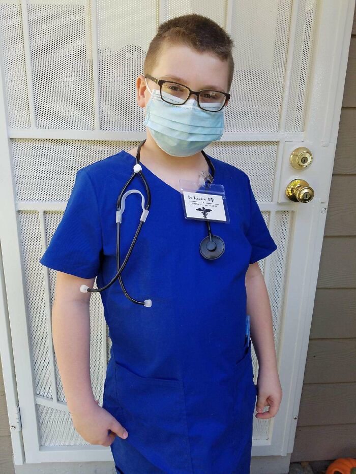 During Covid My Grandson Went As A Doctor. Great Way To Fit The Mask In