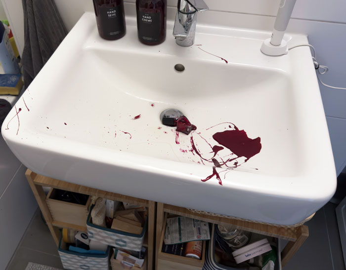 Opened The Cabinet In Our Bathroom. The Nail Polish Bottle Decided To Ruin The Day