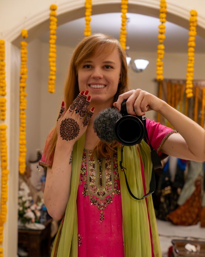 Posing With Henna During Mehendi Celebrations In Pakistan