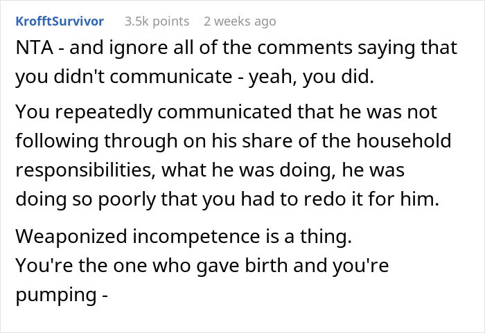 Man Faces The Consequences Of His Weaponized Incompetence He Used Against His Postpartum Wife