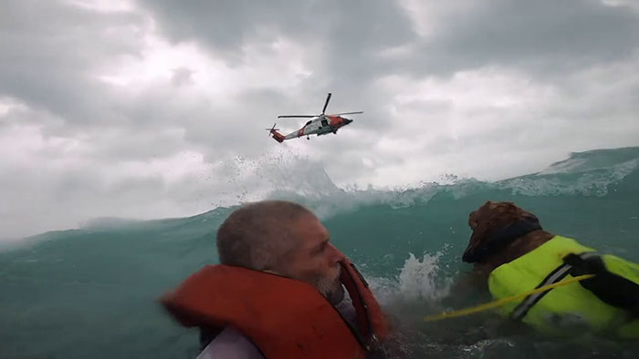 Hurricane Traps Man And His Dog On The Ocean, They Manage To Call The Coast Guard And Get Rescued