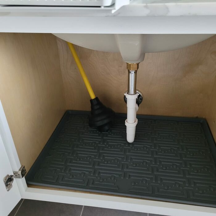 Protect Your Cabinets And Peace Of Mind With This Genius Waterproof Under Sink Mat . Spills And Leaks Don't Stand A Chance Against This Absorbent, Waterproof Wonder