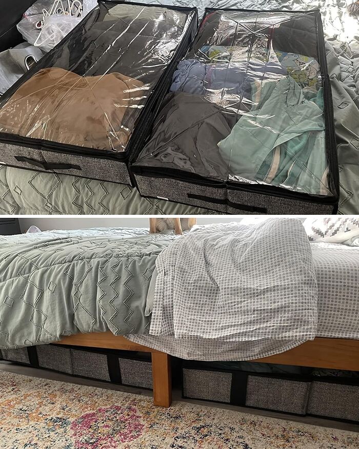 Small Bedroom? No Problem! This Large Underbed Storage Bag Is The Perfect Solution For Storing Your Bulky Items Without Sacrificing Precious Floor Space