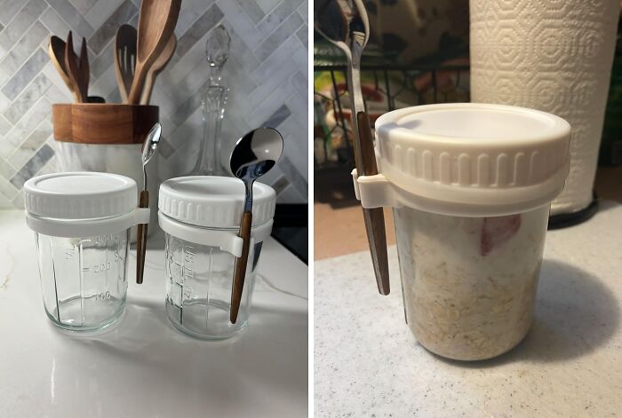 Breakfast So Easy, You Can Practically Make It In Your Sleep! These Overnight Oats Jars Come With A Lid And Spoon, So You Can Grab And Go