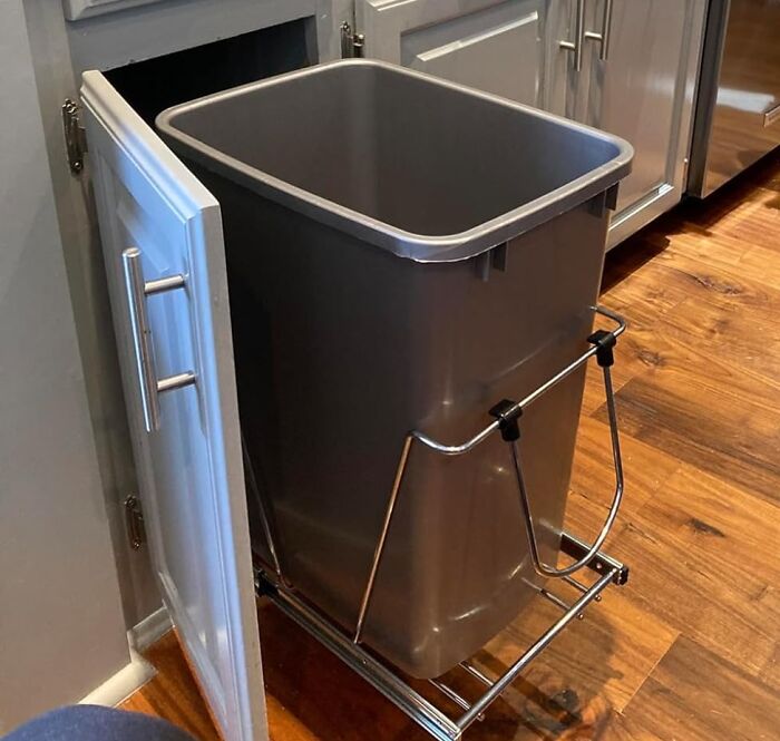 Trash Talk? We're Here For It! This Rev-A-Shelf Pullout Trash Can Keeps Your Garbage Hidden But Easily Accessible, So You Can Focus On The Important Things (Like Deciding What To Order For Dinner)