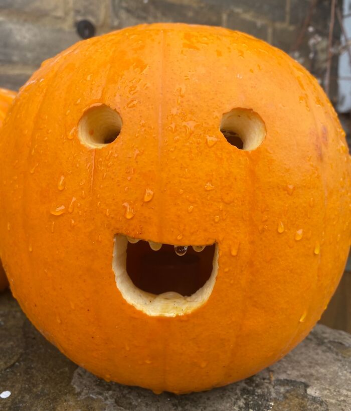 Raindrops Gave This Pumpkin Teeth