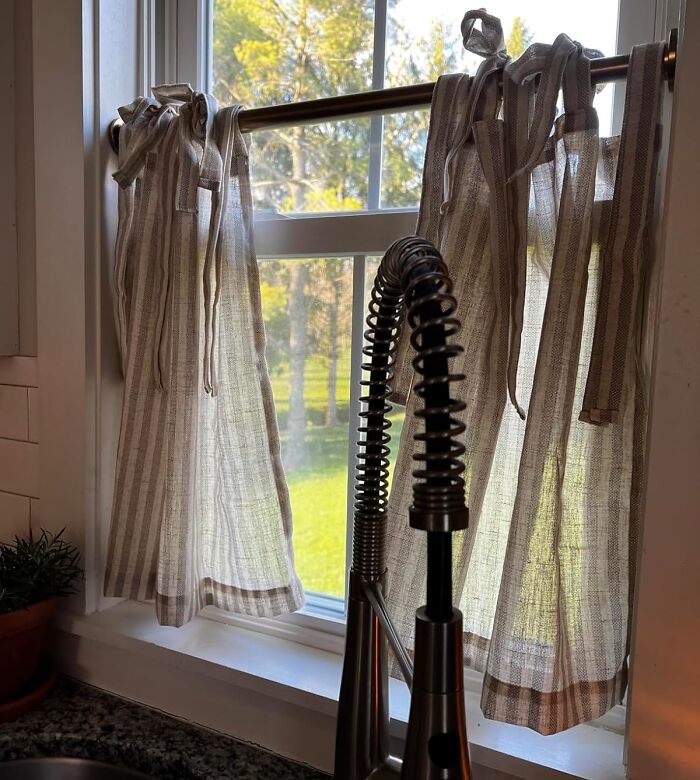 Your Kitchen Windows Are About To Be The Envy Of Every Pinterest Board! These Striped Tier Curtains Are The Perfect Way To Add A Touch Of Farmhouse Chic To Your Home