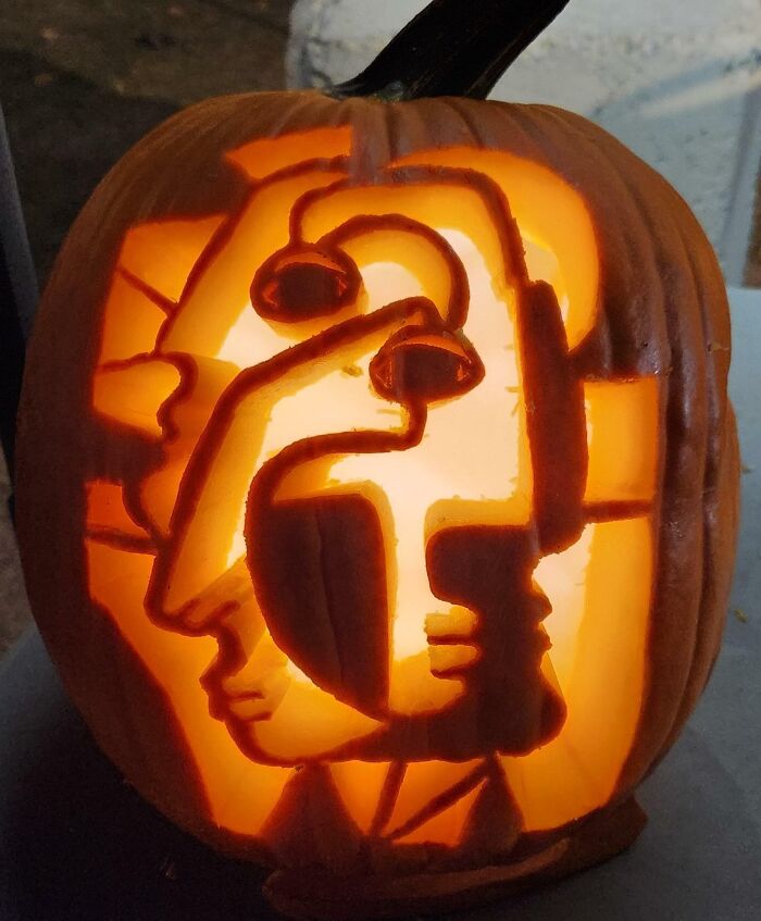 Abstract Picasso Cut-Out On Living Pumpkin