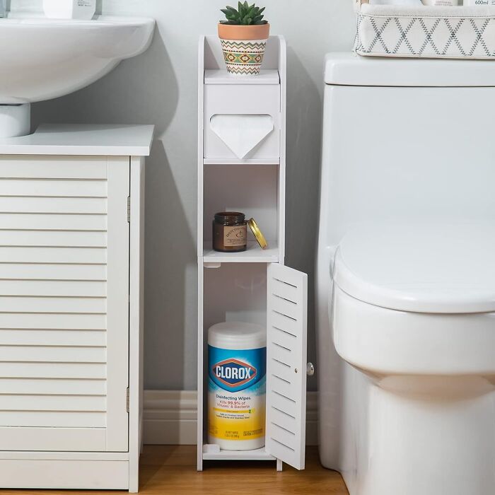 Who Needs A Linen Closet When You Have This? This Toilet Paper Holder Stand With Its Built-In Storage Compartment Is The Perfect Place To Stash Extra Toilet Paper, Towels, And Other Bathroom Goodies